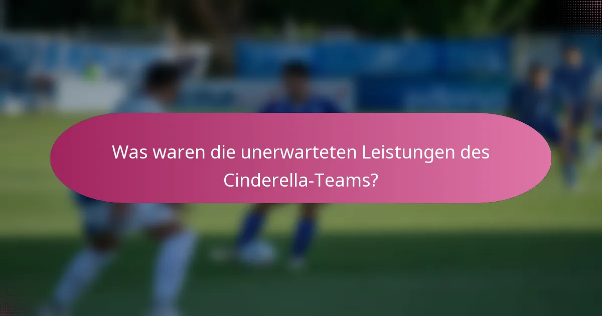 Was waren die unerwarteten Leistungen des Cinderella-Teams?