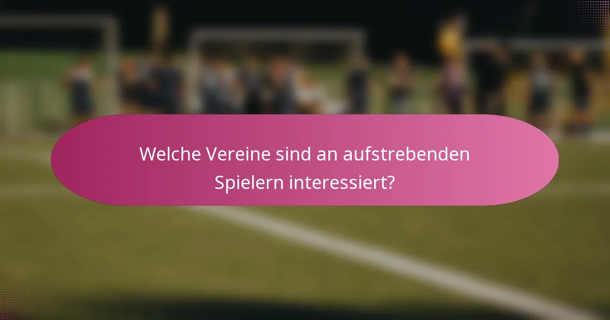 Welche Vereine sind an aufstrebenden Spielern interessiert?